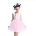Enfants robe design pour vente en gros bébé vêtements à manches courtes vêtements pour l&#39;automne fête célébrée filles soirée lumière rose tulle